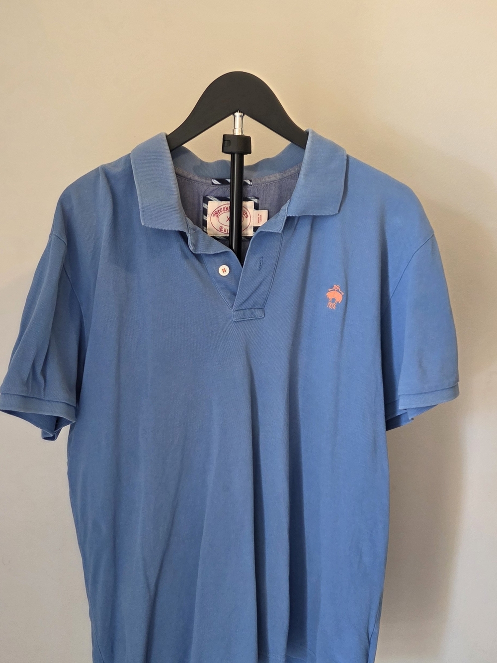Brooks Brothers Blue Polo with Pink Chest Emblem